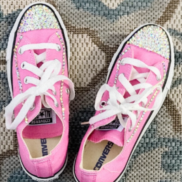 PINK SWAROVSKI CRYSTAL CONVERSE - Picture 1 of 3